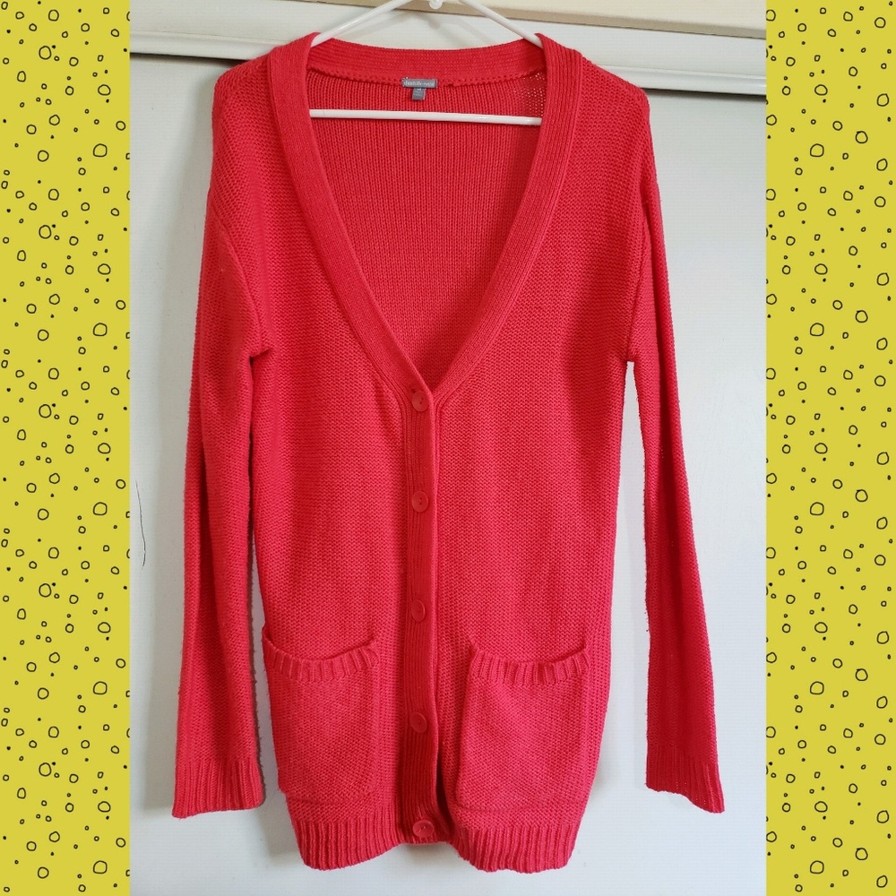 Charlotte Russe coral red button cardigan sweater
